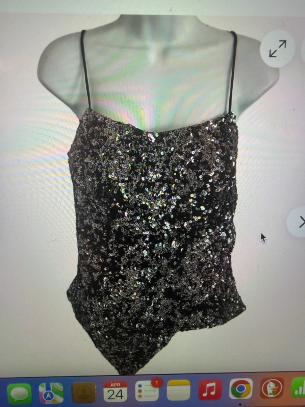 Cache Black and silver Sequin Spaghetti Strap Cami